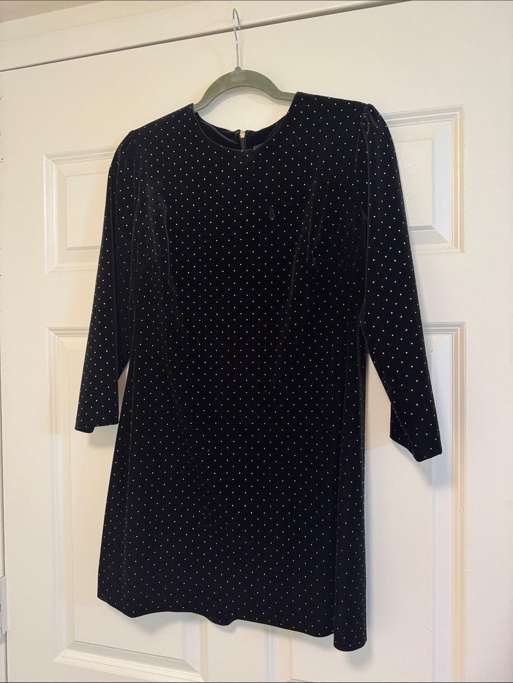 Black Velvet Polka Dot Shift Dress